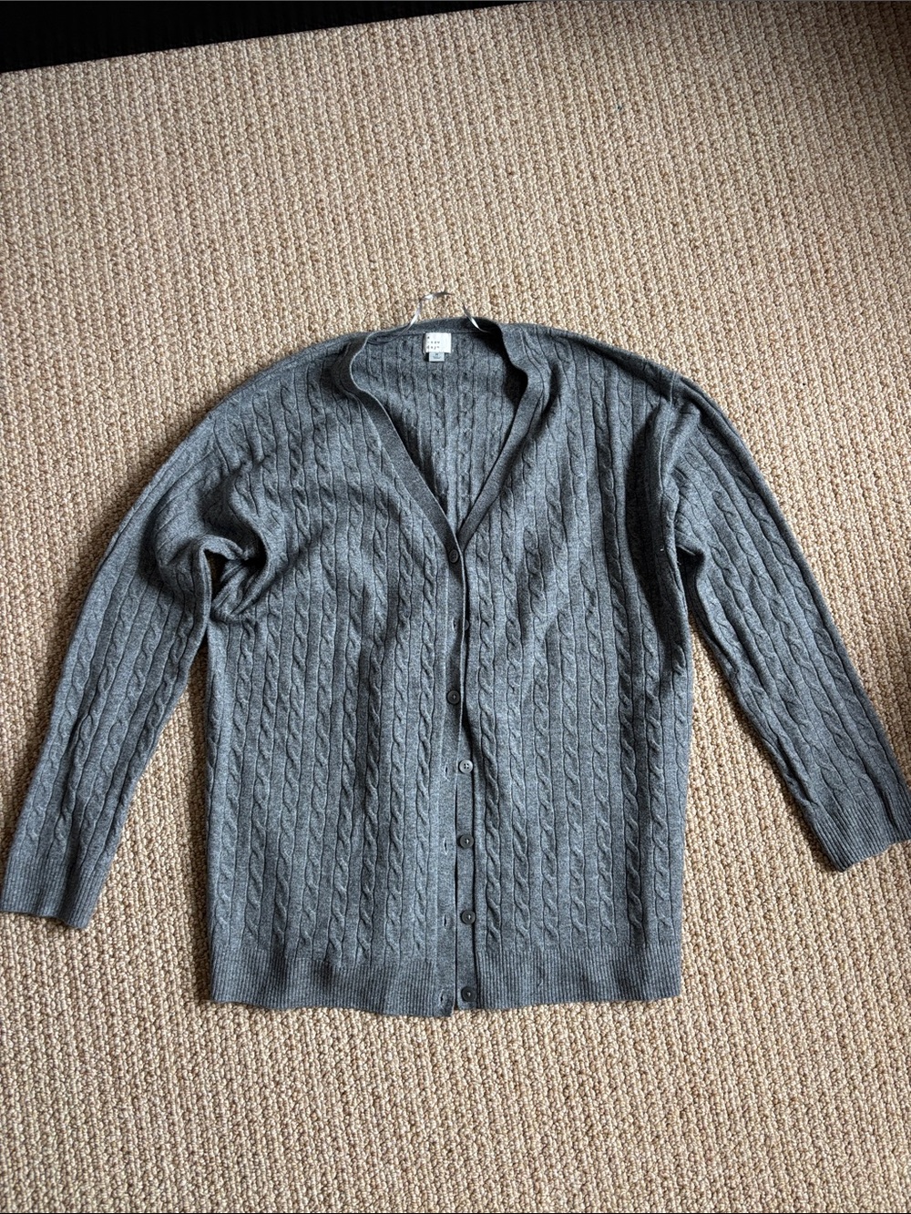 a new day Gray Cable-Knit Button Cardigan